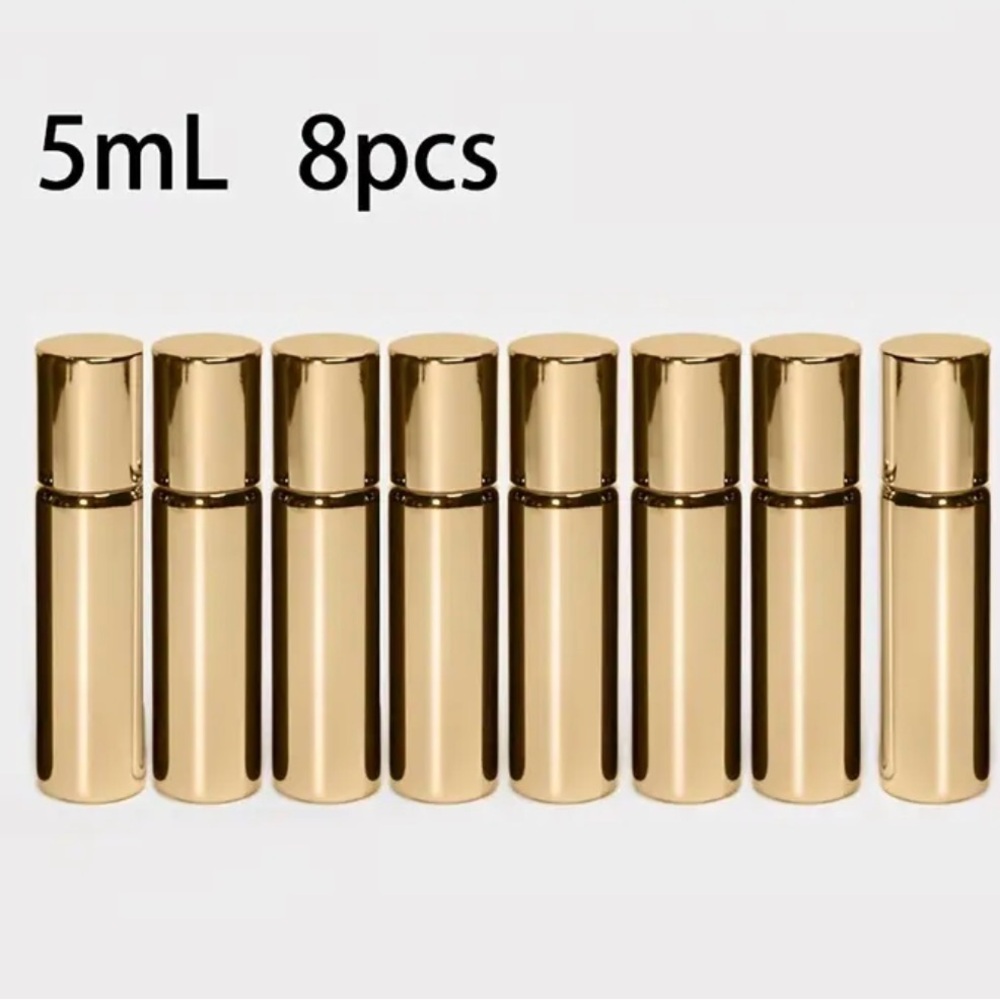 8 Pack Rolling ball Vials with Steel Beads & Opener - 0.17oz Glass Bottles